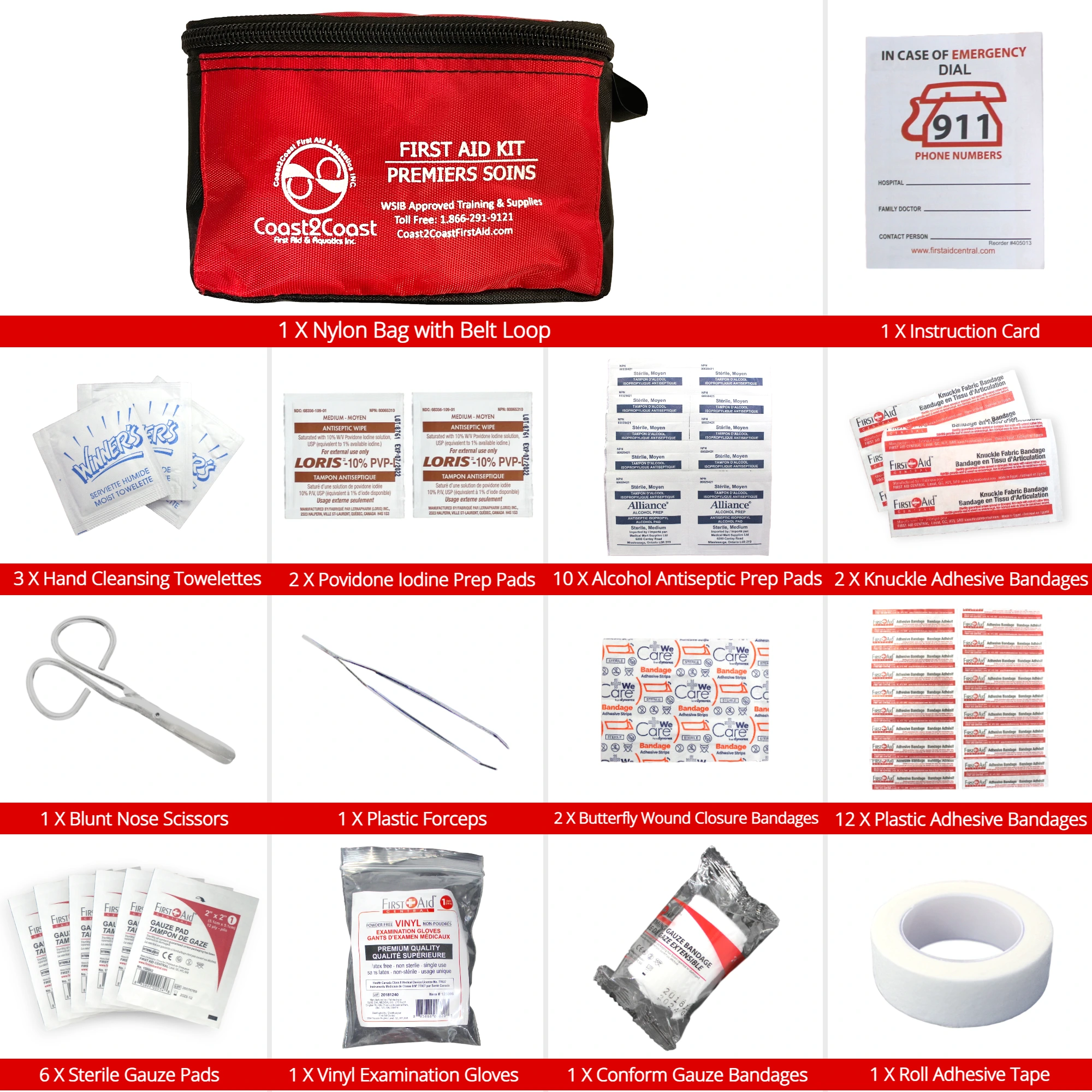 personal kit contents red