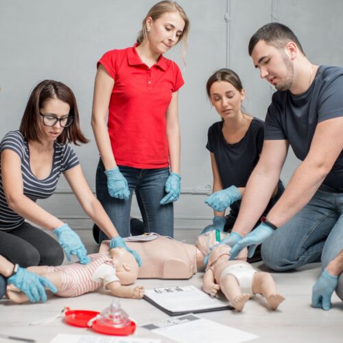 People in first aid training course
