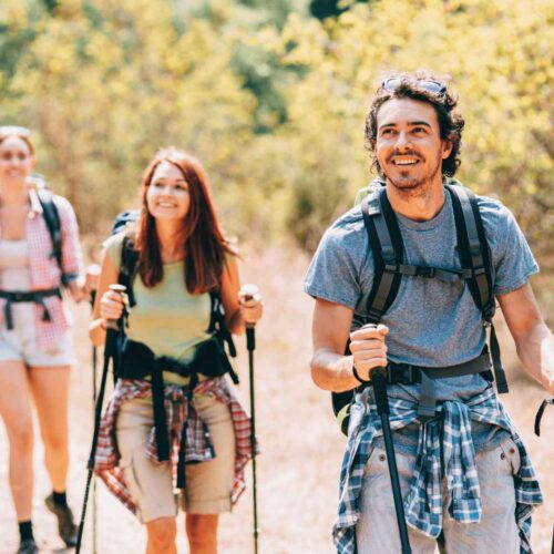 Three Friends enjoying a hike together