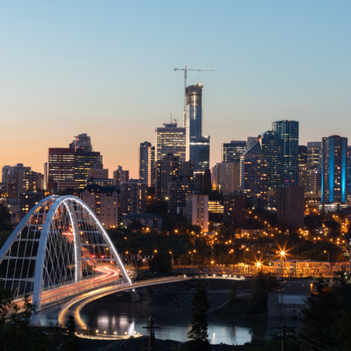 Night city view of Edmonton