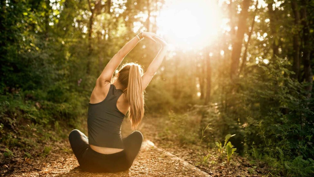 a woman relaxing in a trail