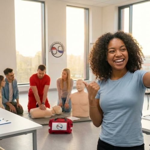 Student filming a selfie video during a free first aid and CPR course training session at Coast2Coast First Aid & Aquatics. - How to Get Your BLS, First Aid & CPR Course for Free: The "Go Viral" Challenge (2026 Guide)