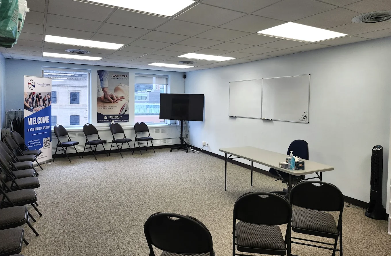 CPR and AED skills training inside the Coast2Coast Edmonton facility
