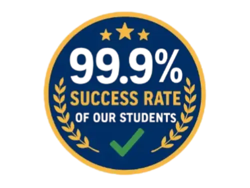 99.9 percent success rate of our students badge