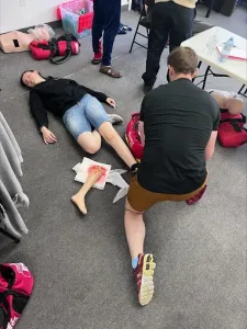 CPR and AED practice at the Coast2Coast Aurora training centre