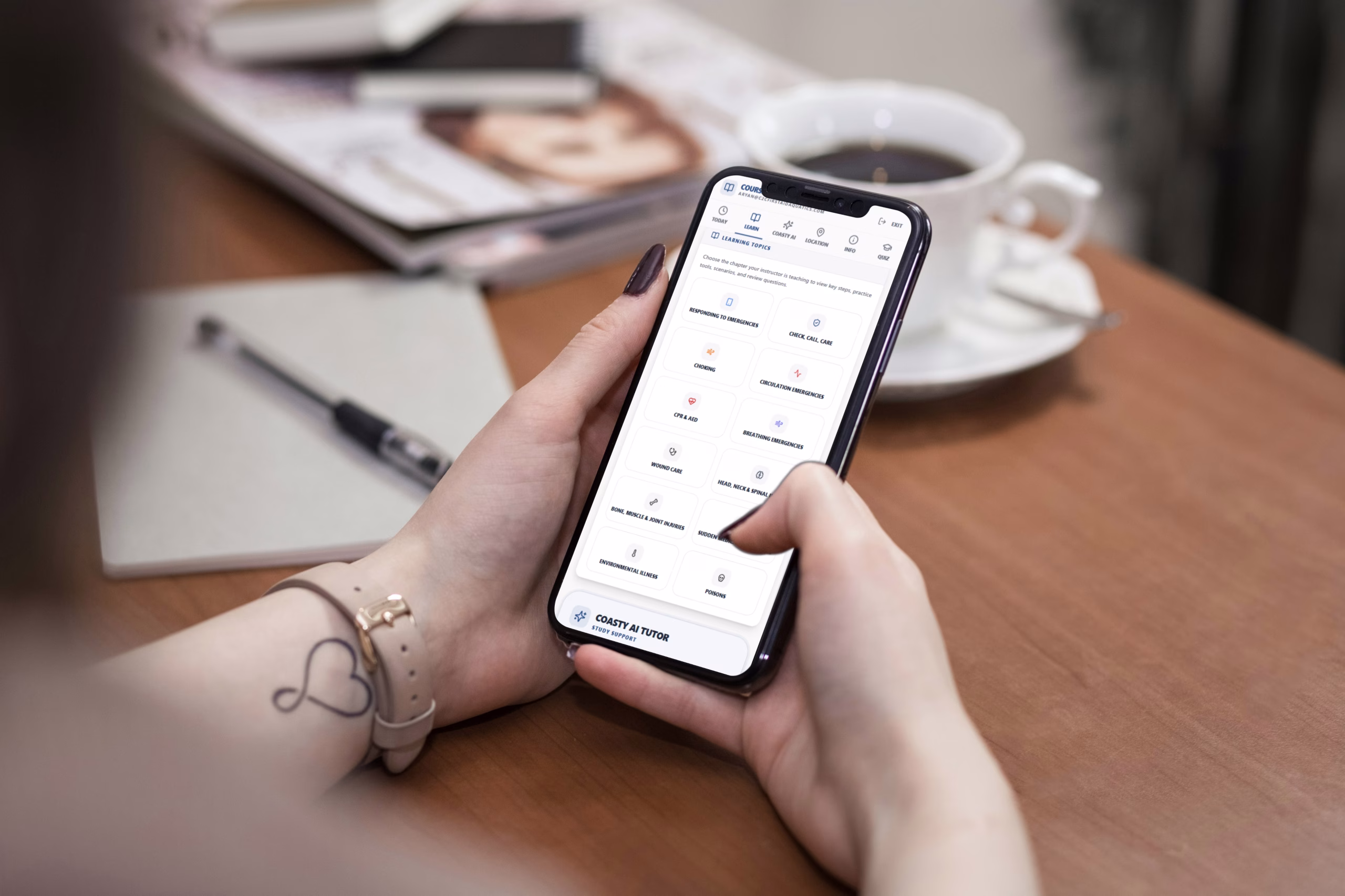 Student reviewing a CPR learning topic in the Student Companion app